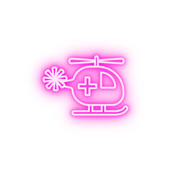 hospital helicopter neon icon