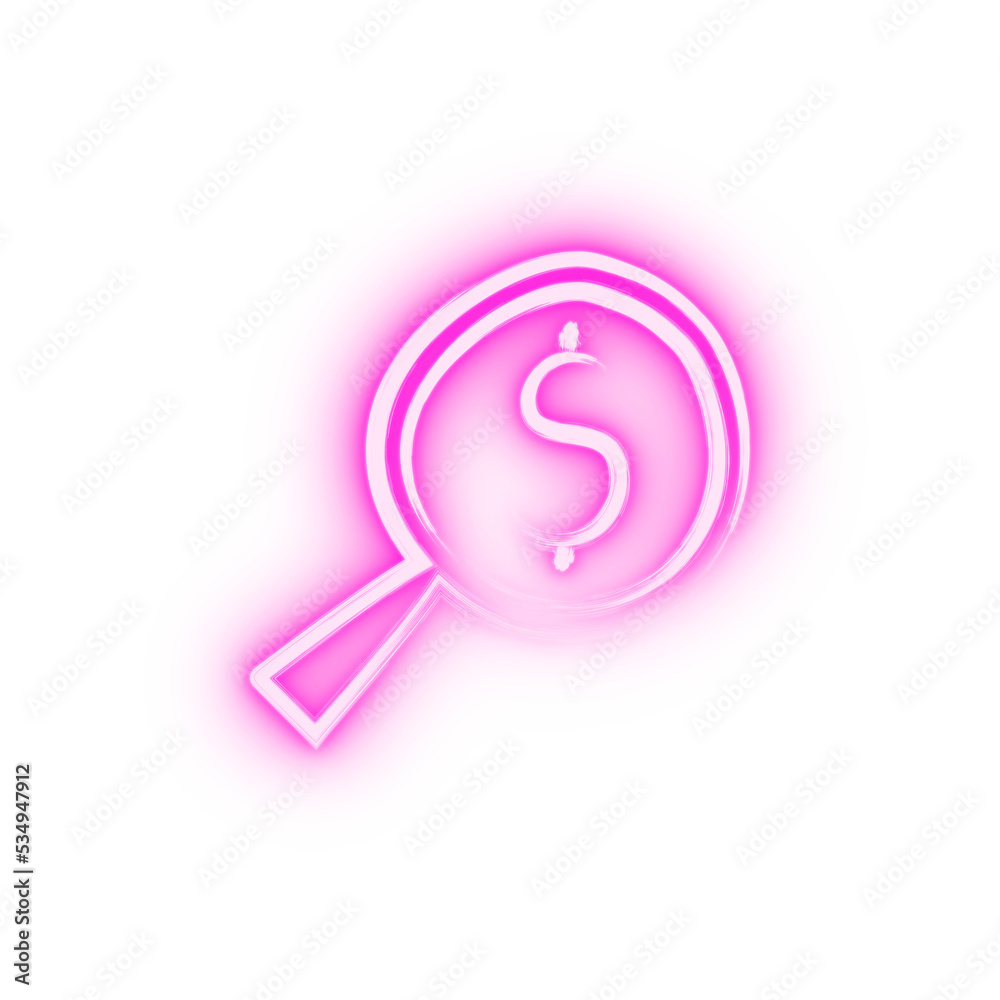 Sticker money search sketch style neon icon