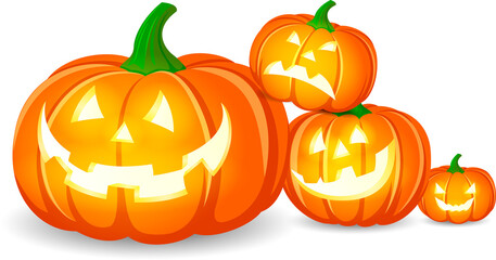 Halloween pumpkins character. Happy Halloween concept. Illustration design for greeting card, poster banner or print.
