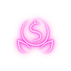 money plant sketch style neon icon