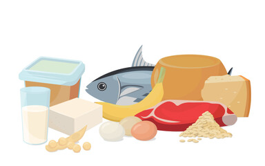 Vector illustration of foods containing tryptophan.