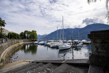 Fototapeta na wymiar Images of Lake Maggiore from Locarno, Switzerland