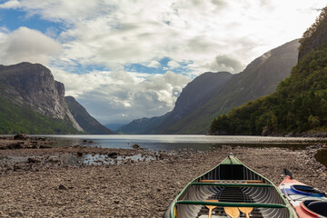 Panoramic view of Norway Fiord, great place for canoeing activities