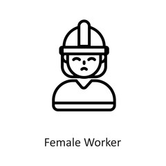 Female Worker Outline Vector Icon Design illustration on White background. EPS 10 File