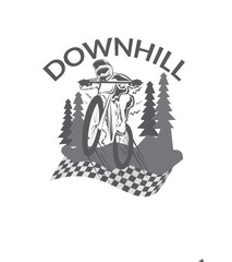 Mountain bike downhill logo vector illustration, Downhill players Silhouette design