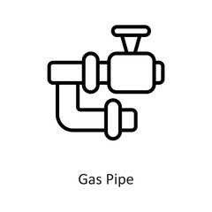 Gas Pipe Outline Vector Icon Design illustration on White background. EPS 10 File 