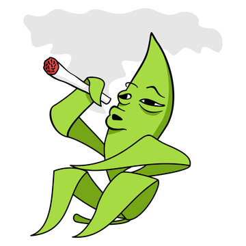 Funny cartoon cannabis leaf