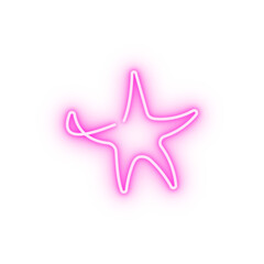 Sea star one line neon icon