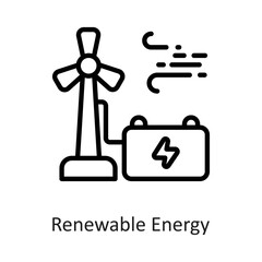 Renewable Energy Outline Vector Icon Design illustration on White background. EPS 10 File