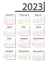 Calendar for 2023 vector illustration