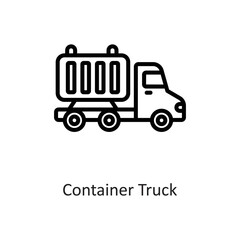 Container Truck Outline Vector Icon Design illustration on White background. EPS 10 File