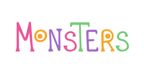 Monster text. Vector design doodle for print.