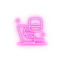 First class chair airport neon icon