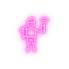 Walkie talkie adventure neon icon