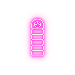 Sleeping bag adventure neon icon