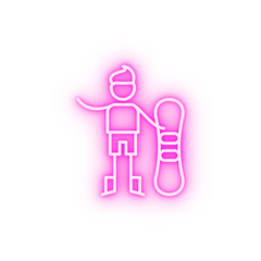 Snowboarder adventure neon icon