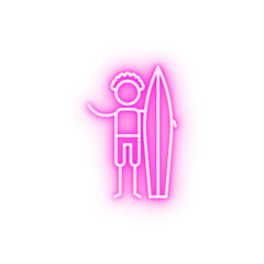 Surfer adventure neon icon