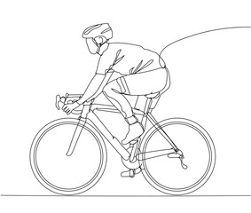 Fototapeta premium Continuous line drawing of cyclist. Hand drawn single line vector illustration