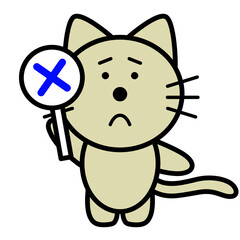 バツを出すネコ　イラスト