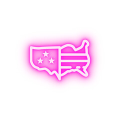 USA map neon icon