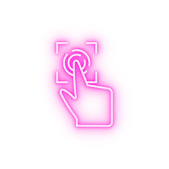 Finger push touch neon icon