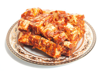 tofu cheese isolated on white