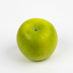 Fresh green apple isolated on white background. Green Fruits top view.