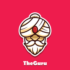 Iconic logo design featuring guru in cartoon style. - obrazy, fototapety, plakaty