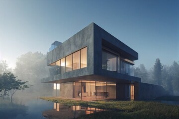 3d rendering of modern cozy house, 3d illustration