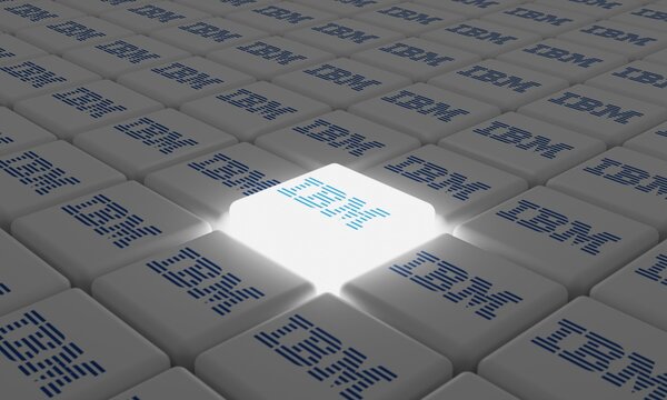 Melitopol, Ukraine - September 28, 2022: IBM logo icon isolated on shape of cubes. IBM is an American multinational technology and consulting corporation