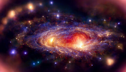 Fototapeta premium Incredibly beautiful galaxy in outer space. Nebula night starry sky. Multicolor outer space. planets, stars. 3D Rendering