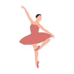 Dance pose isolated on transparent background. Colorful flat vector illustration. Woman who dance. Dancer. Classical and modern dance