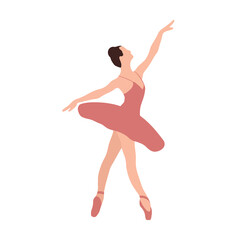 Dance pose isolated on transparent background. Colorful flat vector illustration. Woman who dance. Dancer. Classical and modern dance