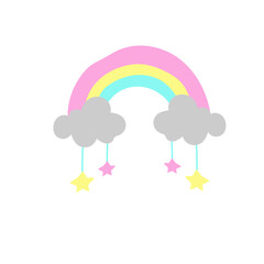 cute childish rainbow with cloud