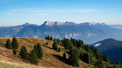 Summer mountain scenery in Chamrousse in the Alps, France