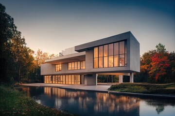 3d rendering of modern cozy house, 3d illustration