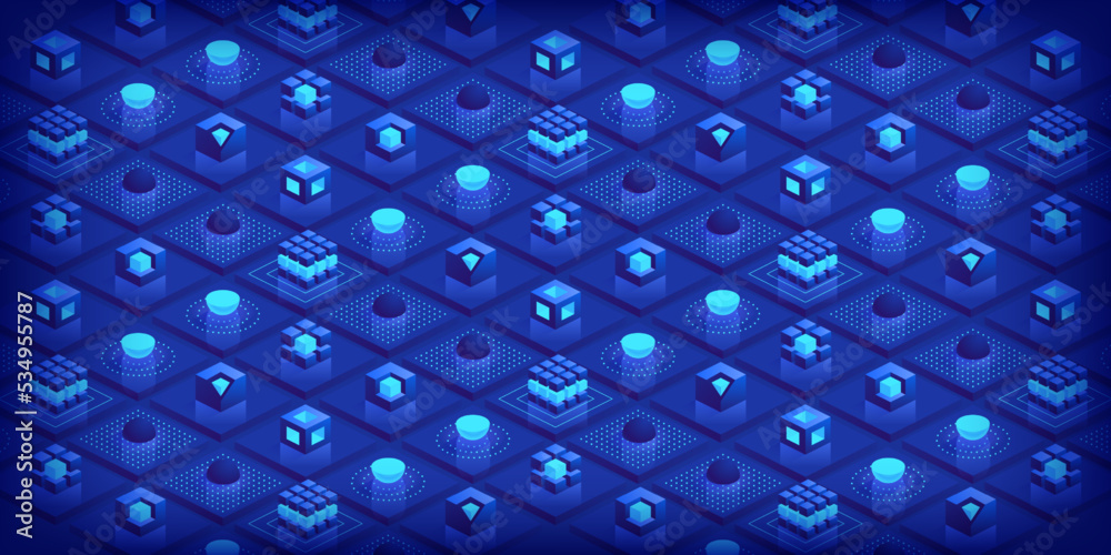 Poster abstract futuristic isometric background technology connection digital data and big data concept blo