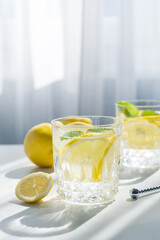 Drink limonade glasses with lemon slices