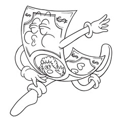 Coloring illustration of cartoon funny money