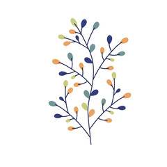 colorfull foliage botanical hand drawn decoration