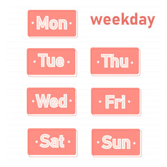 days of the week for the design of the notebook