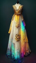 Gorgeous party dress with fancy decor, 3d render