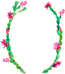Schlumbergera watercolor Floral Wreath transparent PNG