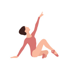Dance pose with white shape, isolated on a transparent background. Colorful flat vector illustration. Woman who dance. Dancer. Classical and modern dance