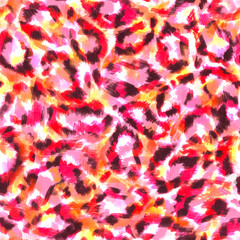 Abstract bright blurry wild leopard skin spots seamless pattern White background