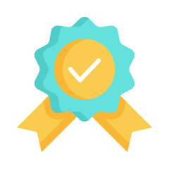 Guarantee icon. Flat design. Guaranty certificate medal with approved check. Quality or approved check. For presentation, graphic design, mobile application.