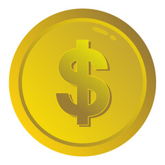 Dollar Currency Icon Symbol, USD Sign on the Gold. Vector Illustration Based. Format PNG
