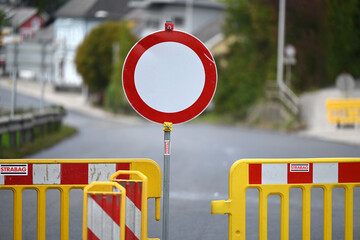 A roadblock at a construction site