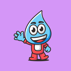 Water drop cartoon mascot logo, flat design style
