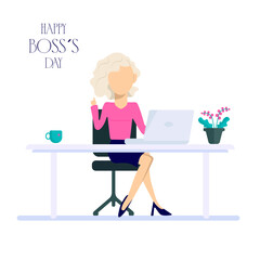 Happy boss´s Day faceless flat illustration